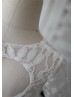 Ivory Lace Tulle Short Sleeves Heart Hole Back Knee Length Flower Girl Dress 